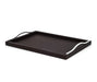 Elegant Rectangular Calfskin Leather Onda Tray with Wavy Metal Handles