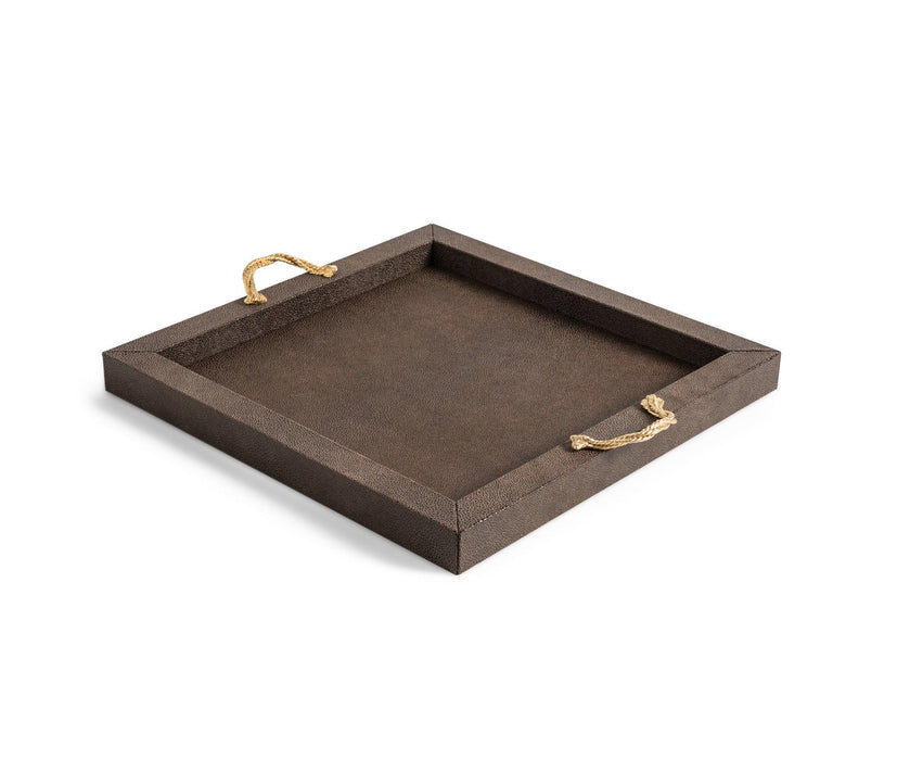 Sophisticated Rectangular Wooden Tray with Elegant Embossed Ari Pattern