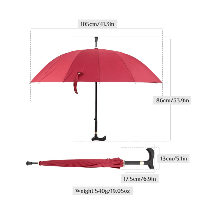 Elegant Red Automatic Windproof Walking Cane Umbrella