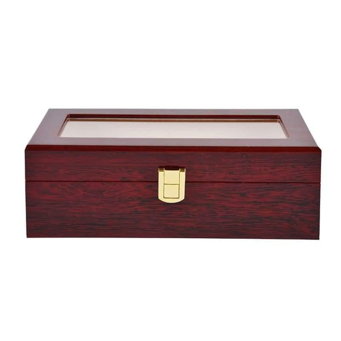 Fine Crafted Red Wood Watch Display Case with 5 Slots