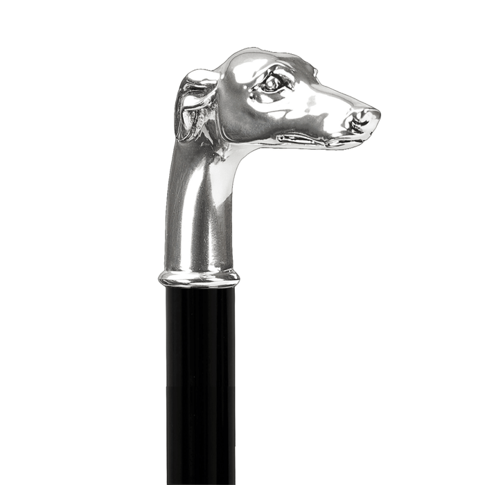 Elegant Silver Handle Greyhound Dog Head Walking Cane