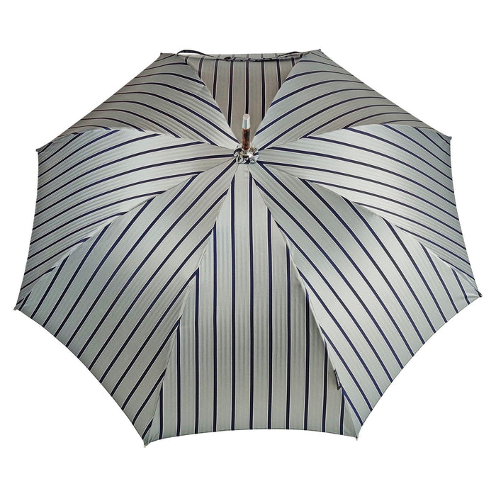 Elegant Striped Umbrella with Flamed Natural Beech Wood Handle