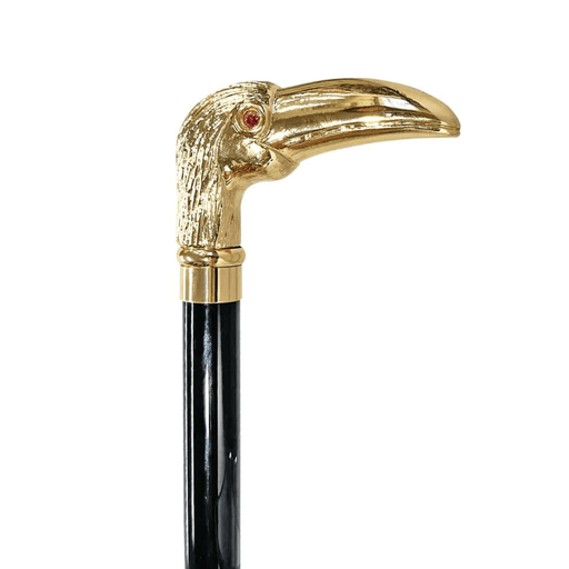 Elegant Toucan 24K Gold-plated Walking Stick