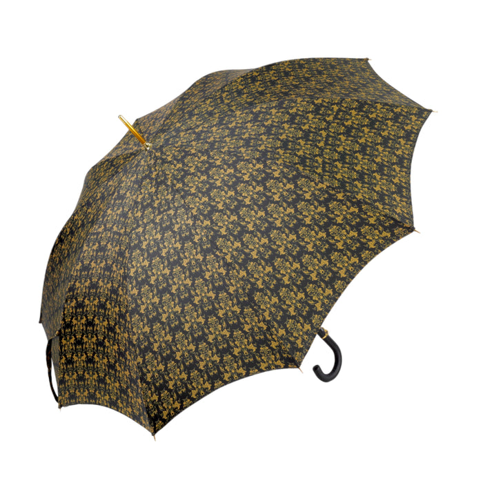 Elegant Umbrella with Leather Handle with Gold Skull