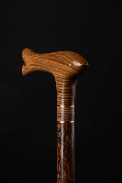 Elegant Walking Cane - Hand Carved Fish Design Art