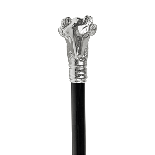 Elegant Walking Stick with Silverplated 925 Ram Handle