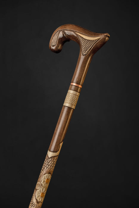 Elegant Women's Walking Stick With Floral Motifs, Daisy