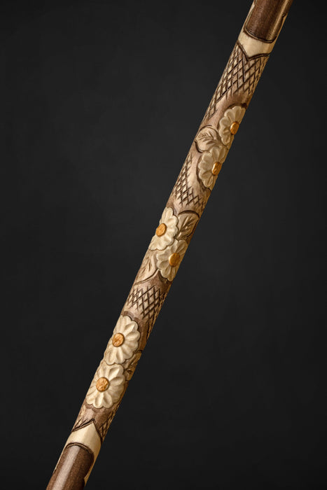 Elegant Women's Walking Stick With Floral Motifs, Daisy