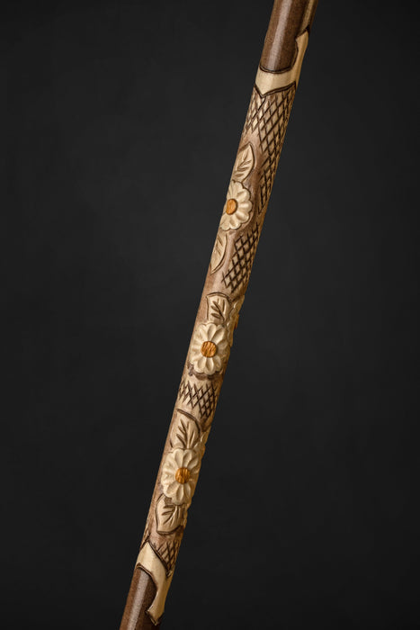 Elegant Women's Walking Stick With Floral Motifs, Daisy