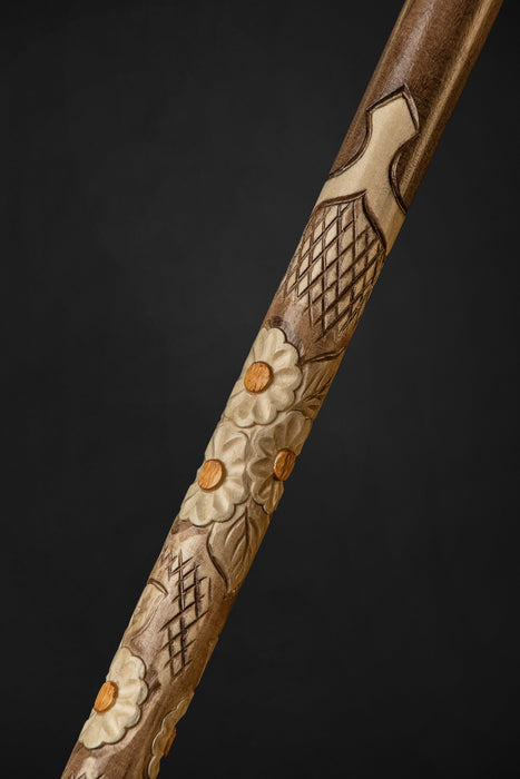 Elegant Women's Walking Stick With Floral Motifs, Daisy