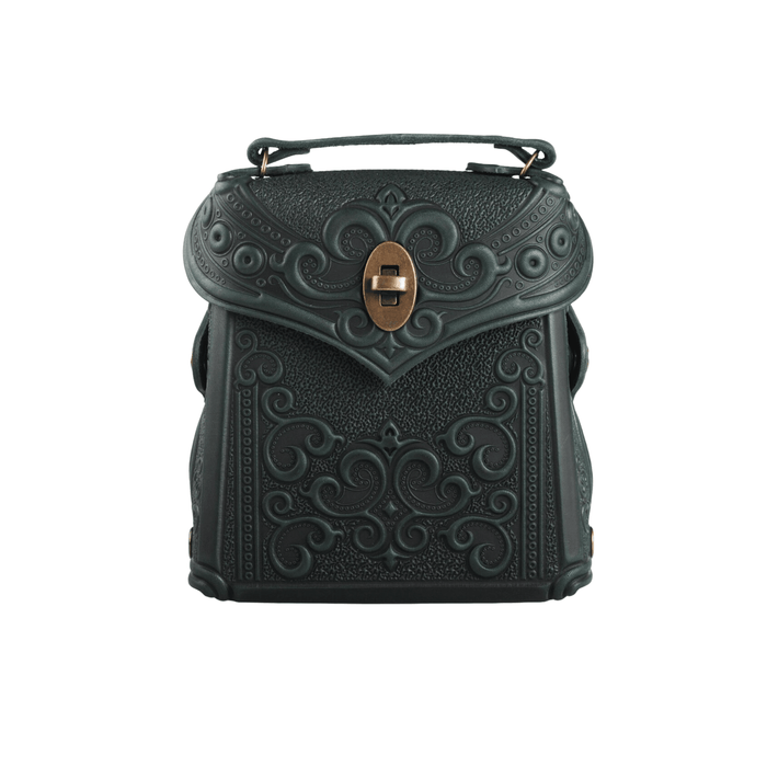 Embossed Design Green Leather Backpack: Stylish Boho Pack for Women