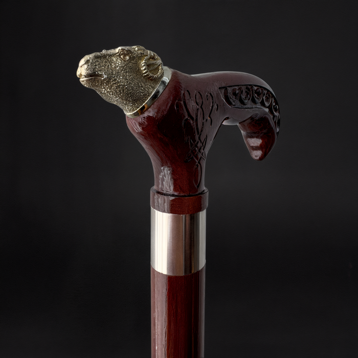 Luxury Wooden Walking Stick for Men with Brass Ram Head