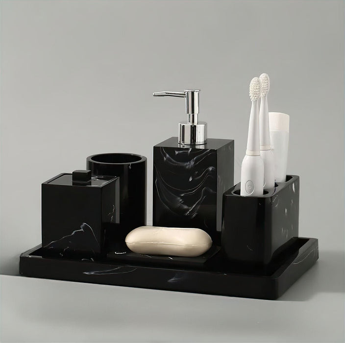 Black Marble Bathroom Set – Elegant White Veins