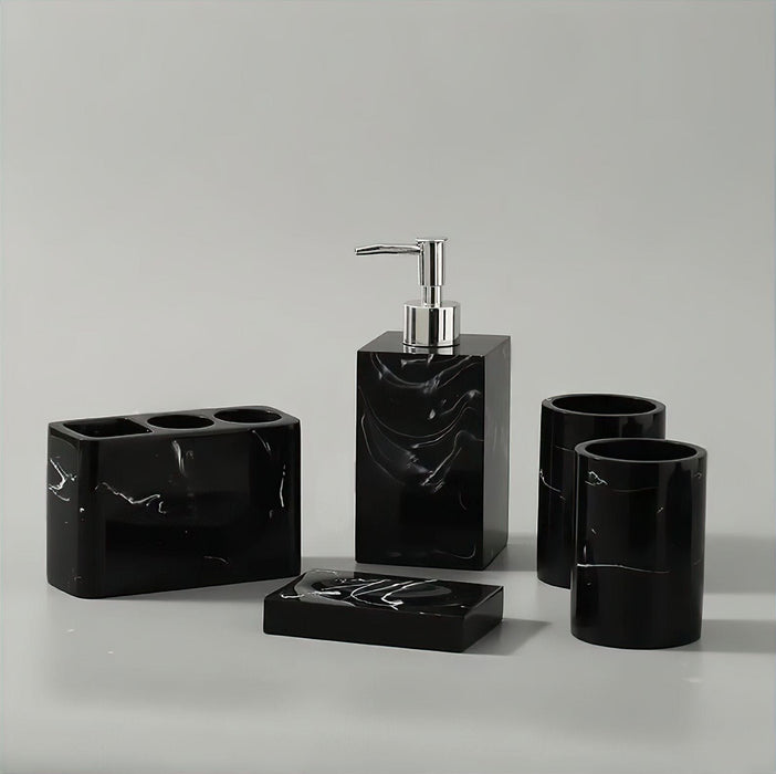 Black Marble Bathroom Set – Elegant White Veins