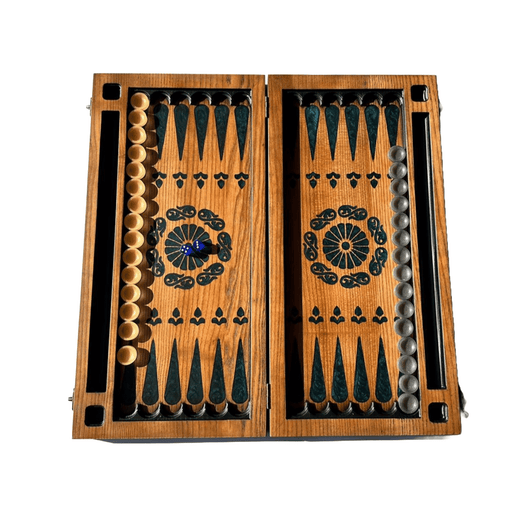 Epoxy Resin Wooden Backgammon Handmade Carved, Travel Backgammon Set