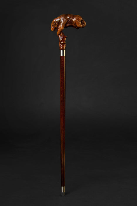 Men's walking cane featuring ergonomic giant sloth handle