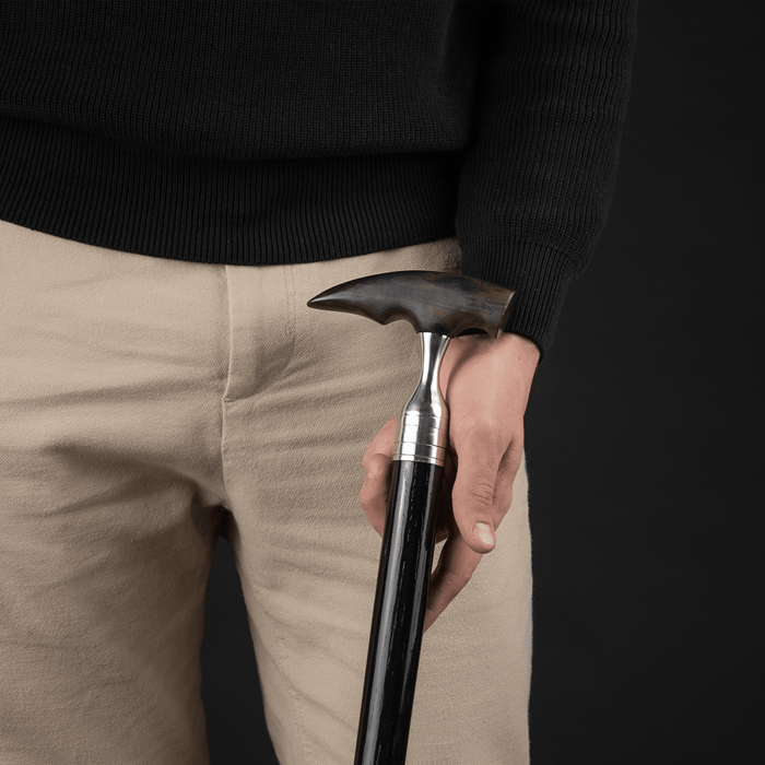 Ergonomic Walking Stick With Hidden Features, Ebony Wood