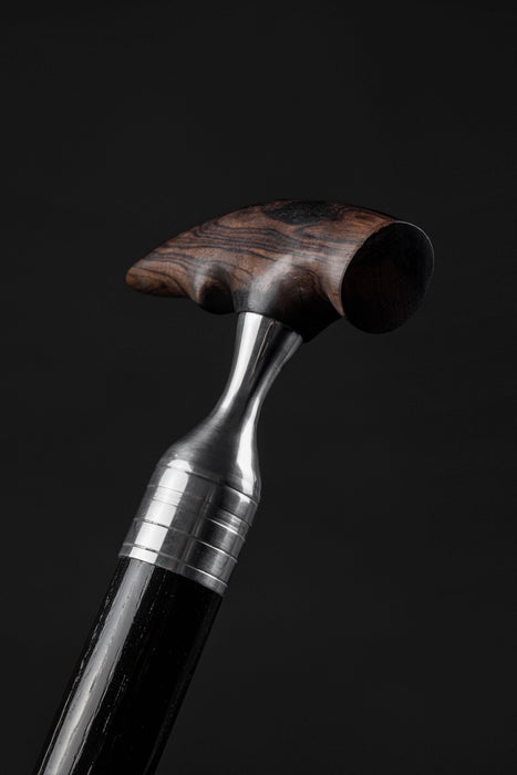 Ergonomic Walking Stick With Hidden Features, Ebony Wood