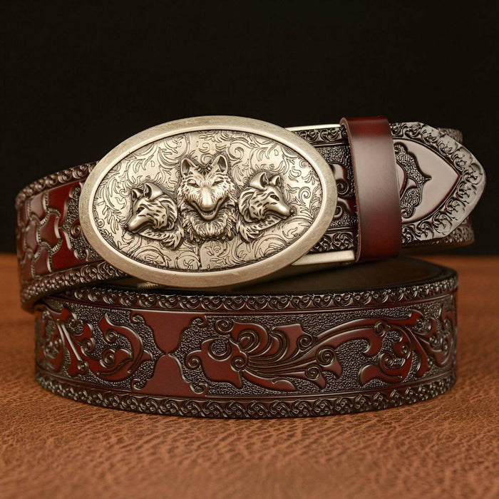 Esprit Animal Belt With Three Wolf Heads Pattern, Edgar Model