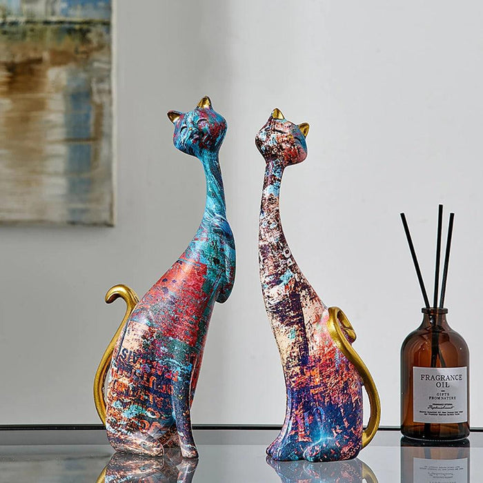 Oil Painted Cat Statues