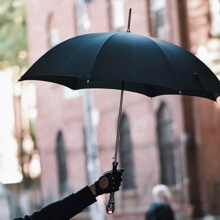 Exclusive Black Mens Umbrella with Luxury Red Gem Handle