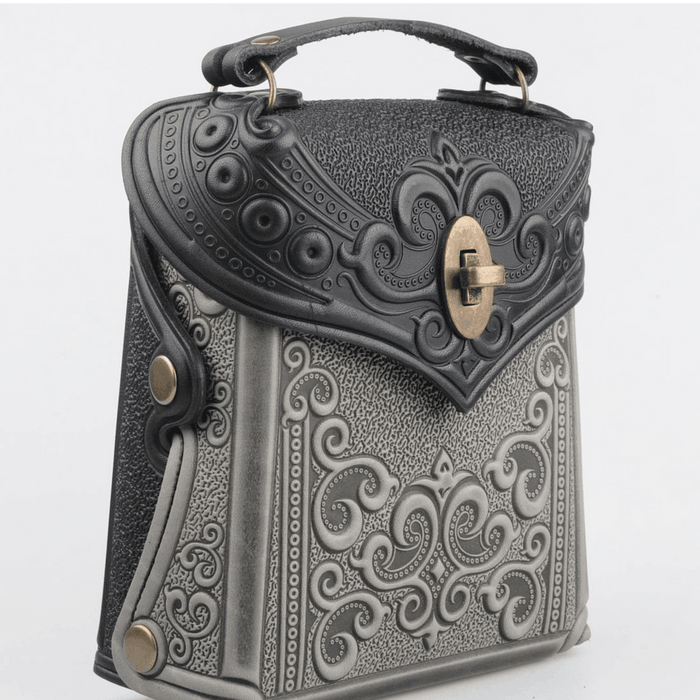 Exclusive Boho Women's Gray Leather Backpack: Stylish Boho Backpack