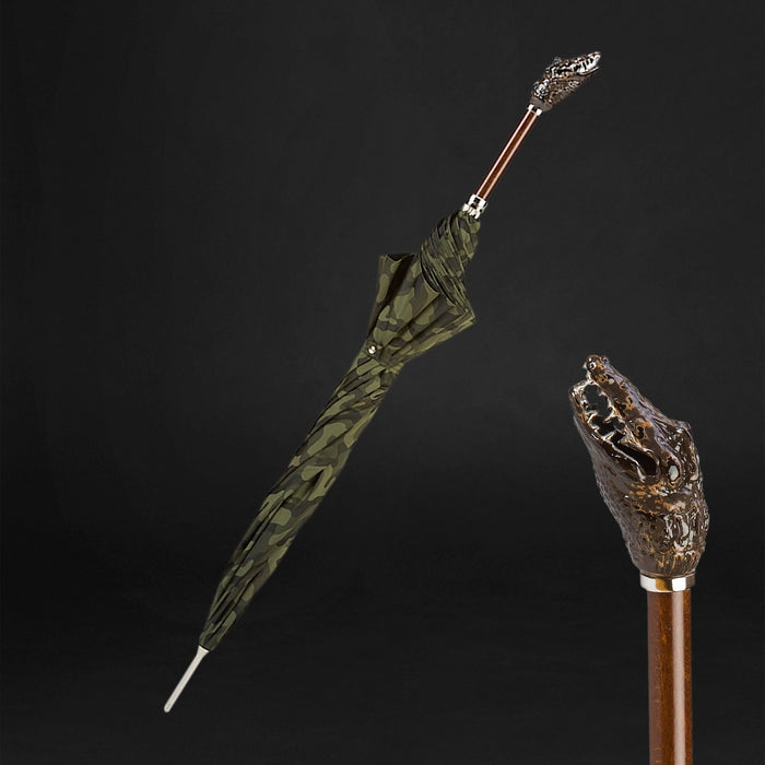 Exclusive Crocodile Handle Khaki Camouflage Umbrella