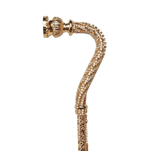 Exclusive Crook Walking Cane Encrusted with White Crystals