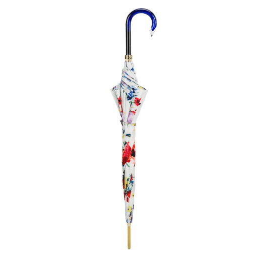 Exclusive Design Umbrella with Flowers and Blue Handle