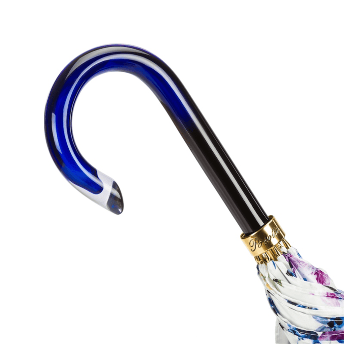 Exclusive Design Umbrella with Flowers and Blue Handle