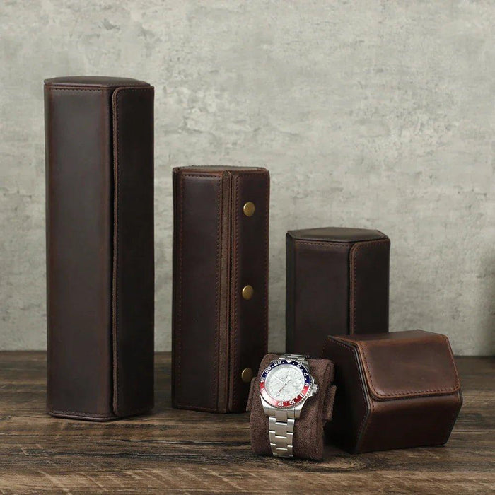 Exclusive Design Vintage Leather Watch Case - 3 Slots