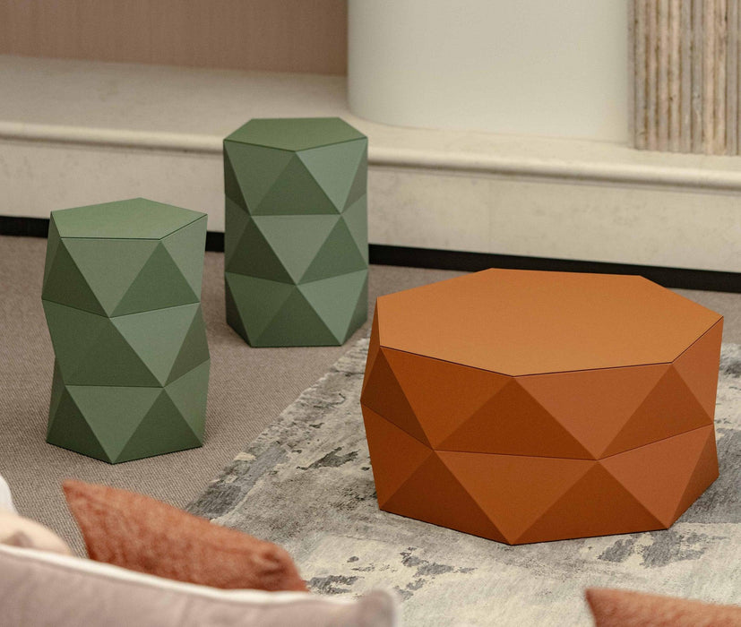 Elegant designer Euclide stool with unique geometrical patterns