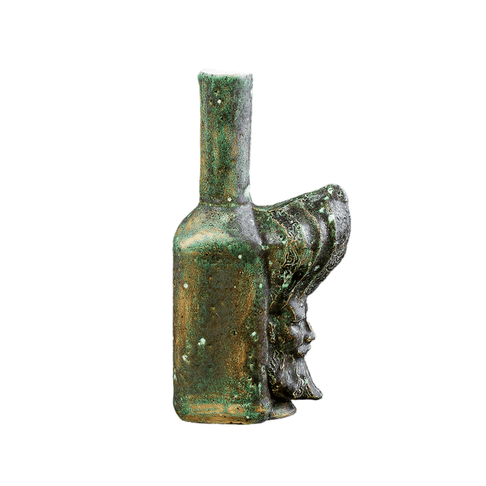 Exclusive Fiery Silhouette Antique Green Vase Bottle