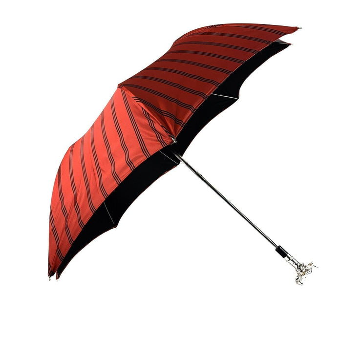 Folding Umbrella for Men with Silver-plated Bull Handle - Artynov | Unique Handmade Accessories