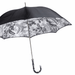 Exclusive Handle Black Umbrella with Flowered Interior for Women