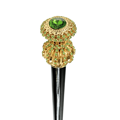 Exclusive Handmade Cane with Green Crystals