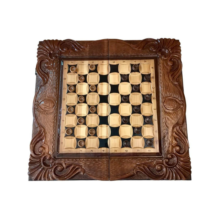 Exclusive Handmade Wooden Chess Set 3 In 1, 60×30×9 cm