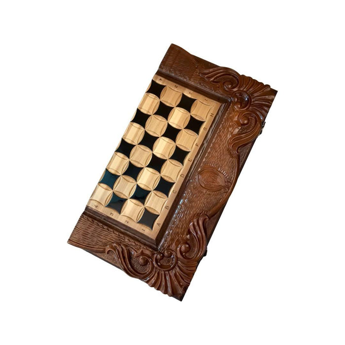 Exclusive Handmade Wooden Chess Set 3 In 1, 60×30×9 cm