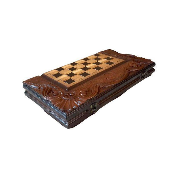 Exclusive Handmade Wooden Chess Set 3 In 1, 60×30×9 cm