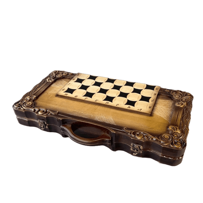 Exclusive Handmade Wooden Chess Set 3 In 1, Carved Chess Set