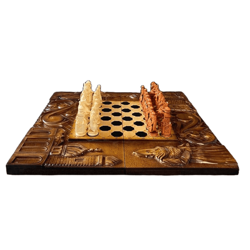 Exclusive Handmade Wooden Chess Set, 75x35x7 cm