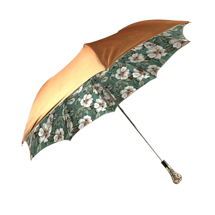 Exclusive Light Green Flowered Design Folding Umbrella