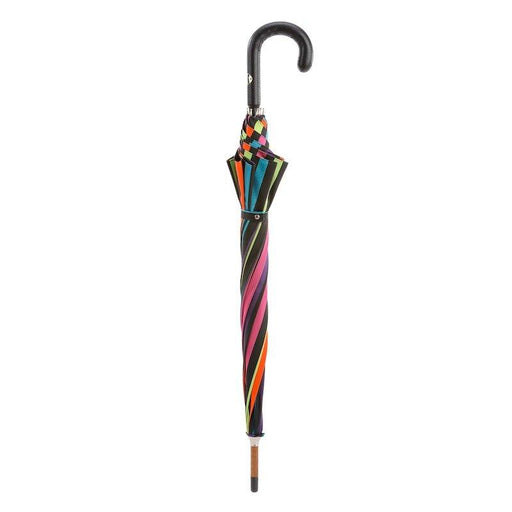 Exclusive Multicolor Stripes Umbrella with Leather Handle