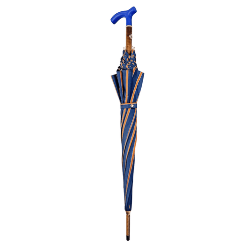 Exclusive Orange Umbrella with Handmade Blue Leather Handle