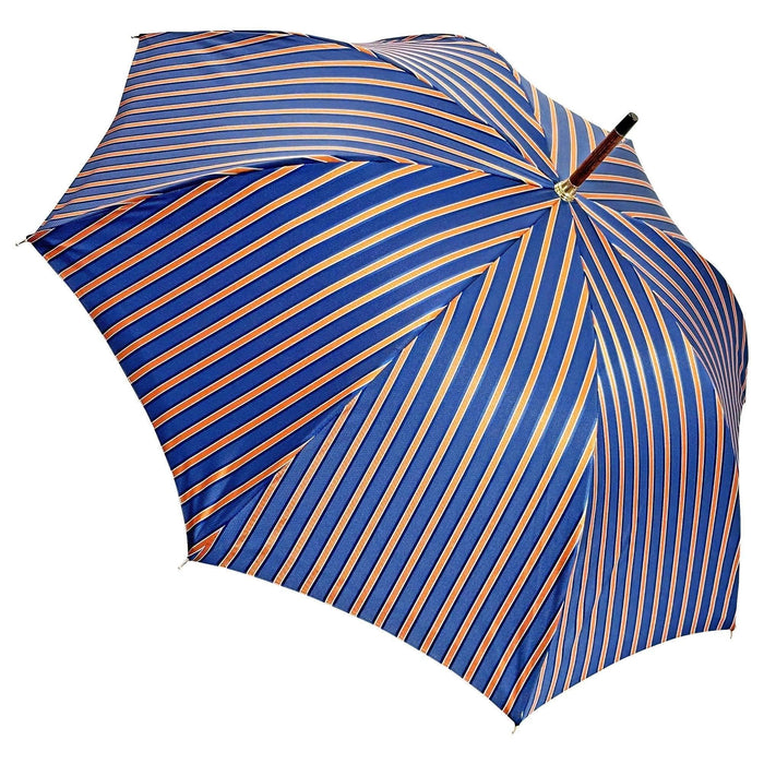 Exclusive Orange Umbrella with Handmade Blue Leather Handle