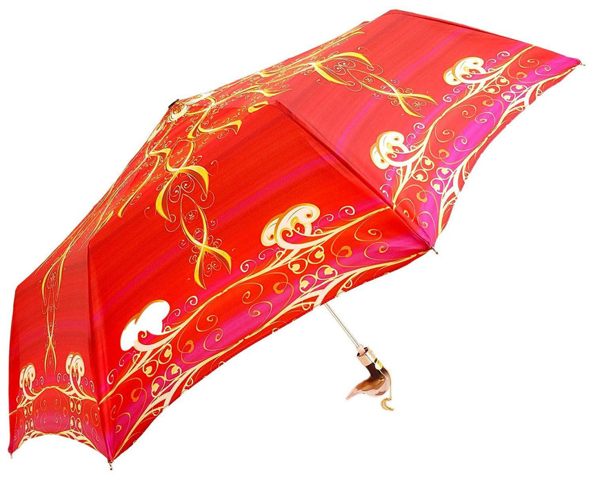 Exclusive Red Abstract Design Women's Folding Umbrella