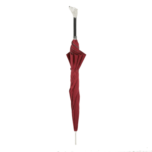 Exclusive Red Umbrella with Enameled White Bear Handle