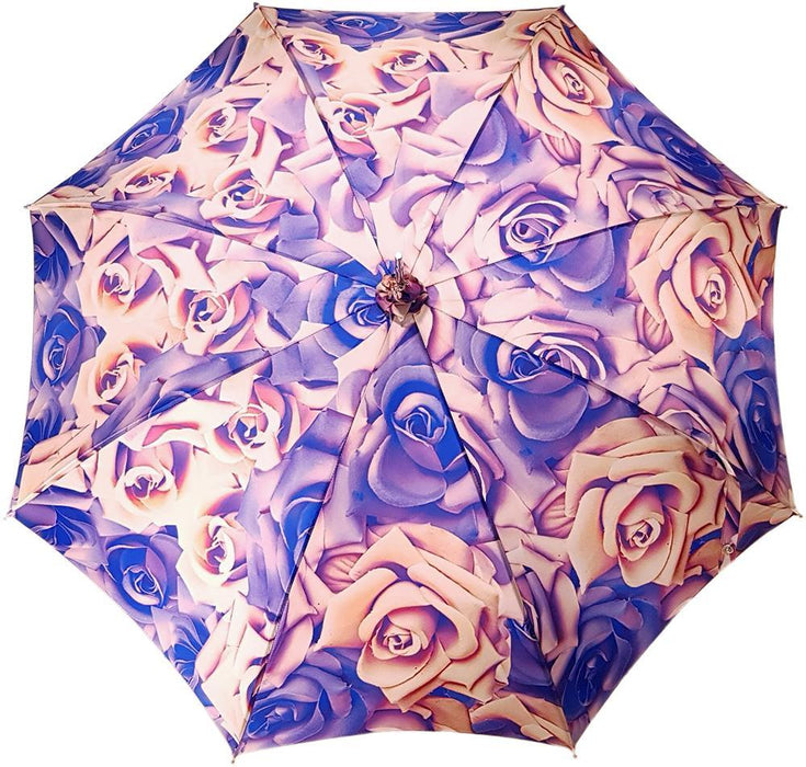 Exclusive Rose Design - Beautiful Parasol with Silver-Plated Handle