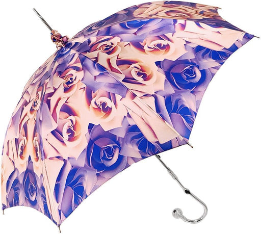 Exclusive Rose Design - Beautiful Parasol with Silver-Plated Handle