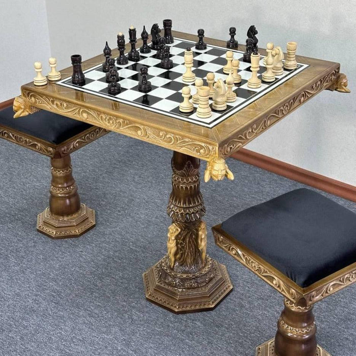 Exclusive Royal Handmade Wooden Chess Set, Chess Table